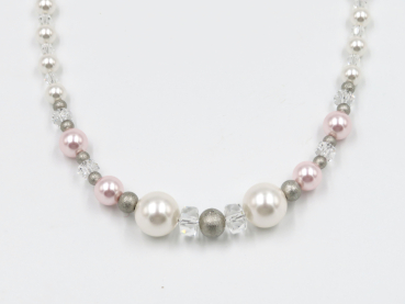 Perlenkette rosa mit Swarovski Steinen