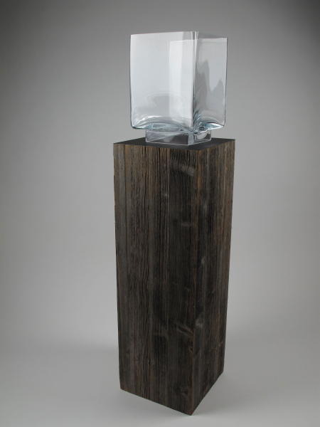 Windlicht Säule in Holzoptik braun mit Glas